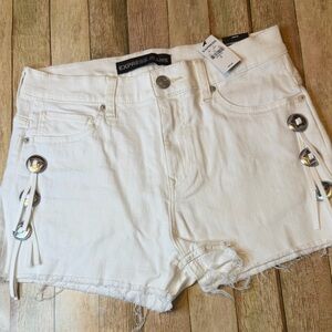 Express White Jean Shorts with Silver Accents